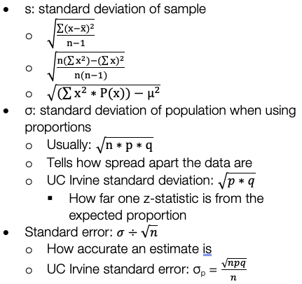 Standard Deviation & Standard Error