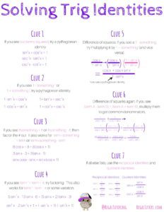 Solving Trig Identities Print Out