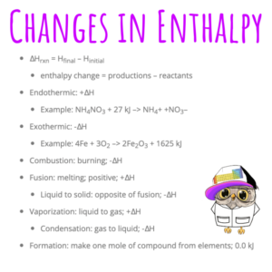 Changes in Enthalpy