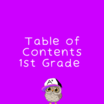 table of contents first grade